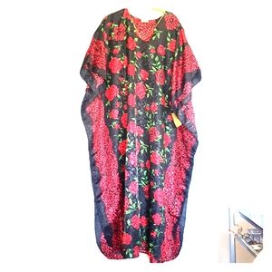 NWT Vintage Kaftan Floral kimono OS rose floral